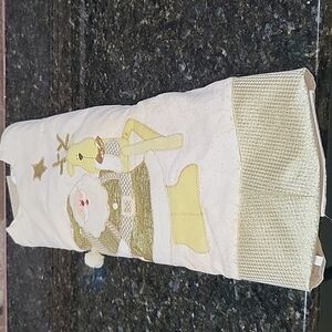 NWOT Vintage Trim A Home Christmas Tree Skirt Cream Gold Santa Reindeer Stars